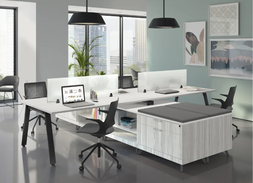 Modern commercial office desks and workstations